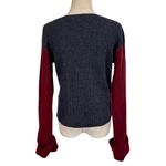 Vince Colorblock Cashmere Pullover Sweater in Black Cherry/ Merlot 100% Cashmere Photo 6