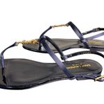 Saint Laurent NIB Cassandra Flat Sandals in Patriot Navy Size 39.5 Photo 6