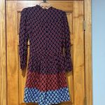 Gap Color Block Tie Neck Blue and Red Dress with Clover Print Women’s Size 2 Photo 3