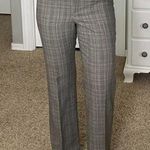 Ann Taylor Grey, brown, blue, green plaid slack pants with the cutest button detailing Photo 4