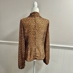 Unique Vintage  Long Sleeve Collared Button Up Floral Blouse Top Brown Medium M Photo 9