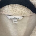 L.L. Bean Signature Cream Sherpa Fleece Pullover Women's Small Quarter Zip Red Photo 3