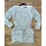 Retrofête Gold Flynn ruched sequined tulle mini dress size L Photo 5