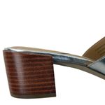 Talbots Like New Leather Tilly Block Heel Sandals Silver Size 9 1/2 Photo 3