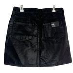 Paige  Aideen High Rise Mini skirt Coated Black Sheen Zipper Pockets Size 31 Punk Photo 1