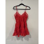Free People  Selia Slip Racing Red V Neck Tiered Lace Straps Size Small 2465 Photo 6