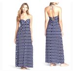Robin Piccone Robin Piconne Blue White Ikat Halter Top Maxi Dress M Photo 1
