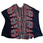 Umgee S XL/XXL Black Floral Embroidered Kimono Open Front Multicolor Boho Hippie Photo 0