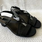 SAS Comfort Women Black Leather Nouveau Cross Strap Low Heel Dress Sandals 9.5M Size 9.5 Photo 1