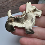 Monet  Rhinestone Scottish Terrier Dog Scottie Signed Brooch Pin Gold Tone Photo 4