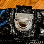 VINTAGE CROC PRINT patent LEATHER black Guess wristlet clutch bag Photo 6