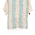 Anthropologie Loose Knit Vertical Striped Relaxed Fit Textured Sweater Knit Top Aqua Tan Photo 6