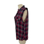 Rails Sleeveless Button Down Plaid Top Red & Navy & Black Size Medium Photo 3