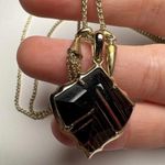 Kendra Scott Arlet Pendant Necklace Gold Tone Brown / Black Glass With Charms Photo 4