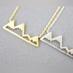 Boutique NEW Yellow Gold Plated Snowy Mountain Bar‎ Pendant Necklace, 16-18” Photo 5