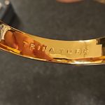 Trina Turk ππ Enamel Bangle Bracelet ~ Black & Gold Brick Logo Design NWOT Photo 7