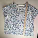 Talbots  Seashell Tee 3X Blue Cotton‎ Blend V-Neck Stretch Coastal Beach Nautical Photo 6
