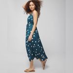 Soma  Dark Teal & White Polka Dot Pleated Tie Midi Bra Dress - Size XL Photo 1