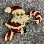 Santa Clause Riding a Candy Cane Christmas Enamel Pin Brooch Jewelry Vintage Photo 2
