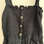 Hollister  Black Button Wide Leg Cropped Jumpsuit Cotton & Linen Blend XS EUC Photo 2