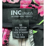 INC Stretch Floral Skirt Pink Black Hydrangeas Box Pleat Skirt Women Size 10 Photo 5