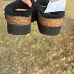 NEW! BIRKENSTOCK Papillio Daytona‎ Shearling Teddy Sandals Black 38 / 7 US Photo 8