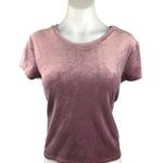 Garage Pink Velour Velvet Short Sleeve Stretch Pullover T Shirt Top Tee Size M Photo 0