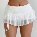 SheIn Sweetina Y2k Summer Spring Outfits  Low Waist Lace Mesh Double-Layered Pleated Tie-Up Slit Women's Skirt Photo 0