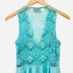 Keepsake Lace Back Deep Neckline Turquoise Dress Photo 4
