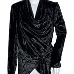 BLANK NYC  Jacket Womens Small‎ Black Velvet Asymmetrical Draped Zipper Moto Edgy Photo 0