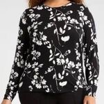 Universal Standard EUC  Joan Relaxed Long Sleeve Top Black White Floral Size 3X Photo 0