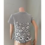 Maeve  Anthropologie Floral Embroidered Blouse Shirt White Black Knitted Trim #29 Photo 8