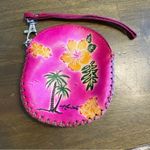 Hawaiian Coin Zip Wallet Purse Wristlet Pink Resort Palm Tree Vacation Tooled Photo 3