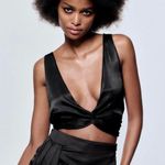 ZARA Women's Satin Effect Knotted Top in Black Photo 0