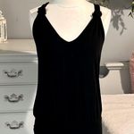 Made in Italy Solid Black Tank Bubble Hem Split Back Womens Medium Photo 2
