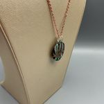 Handmade Artisan Green Burgundy Stripe Glass Pendant With New Chain Photo 3