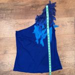 Trina Turk Blue Frilly One-Shoulder Tank Top Photo 9