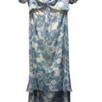 Regina Salomao Floral Print Maxi Dress Puff Sleeves Ruffle Hem Size 40 Blue Photo 0
