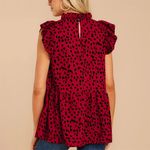 Angashion  nwt size XL Stylish Red Leopard Print Ruffle Blouse Photo 1