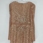 Mac Duggal 5715 Sequin Wrap-Over Long-Sleeve Embellished Gown, Rose, Size 10 Photo 4