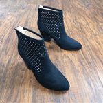 Kaari Blue  • Karin perforated ankle boots black faux suede vegan point toe heel Photo 9
