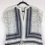 Vince  100% Silk Stripe Print Midi Dress Black White Minimalist Popover Chic XS Photo 3