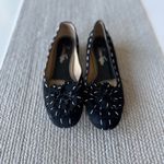 Vintage Ramon Tenza Black White Suede Leather Floral Ballet Flat Dress Shoes 6 Photo 1
