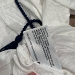 Knox Rose Short Sleeve Blue & White Embroidered Blouse W/ Drawstrings Photo 2