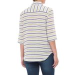 Lilla P Striped Popover Shirt Elbow Sleeve Blouse Yellow Photo 1