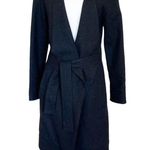 Alpha60 Drape Front Wool Blend Tie Front Jacket Black Fleck Mid Length Size XS Photo 0