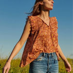 Sundry  Sienna Flutter Sleeve Blouse Floral Print Size Medium Photo 0