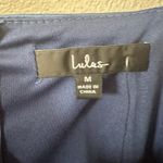 Lulus  Medium Blue Satin Square‎ Neck Midi Dress Slit Formal Wedding Guest NWT Photo 5