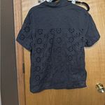 American Eagle Black Eyelet Short Sleeve Shirt NWT medium Photo 3