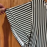 Bobeau  Vertical Stripe Flutter Sleeve Side Tie Top Black and Ivory‎ Size 3X Photo 8